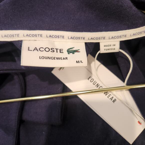 Lacoste unisex cotton belted navy blue robe size M/L - Picture 5 of 6